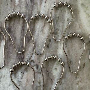 Silver Beaded Shower Curtain Hooks